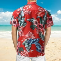 Luiyenes мъже пролетта лятна ежедневна риза флорални хавайски плажни тропически върхове ежедневен бутон надолу с къс ръкав риза