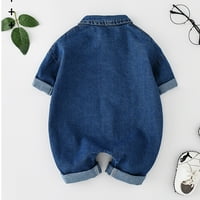 Бебешко дете боди ромпери момичета момчета солиден памук есен дълъг ръкав ромска джинса джинси дрехи в продължение на 12- месеца