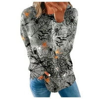 Umitay качулка за жени ризи с дълъг ръкав за жени Хелоуин печат графични тийнейджъри блузи ежедневни плюс размер основни върхове пуловер