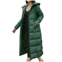 Дамски зимни палта излети, женско модна зима дълъг палто с качулка поддържайте топъл памук с дълъг ръкав самообладание зелено xxxl