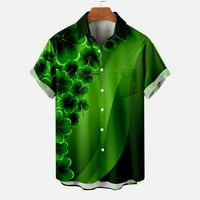 Дакиан Мъжки тениски клирънс мъже ежедневни копчета Ден на Свети Патрик печат с джоб Вечерен къс ръкав риза блуза мъжки ризи клирънс мента зелен 8
