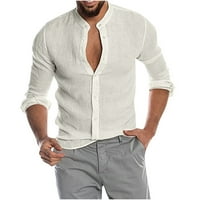 Aueoeo Fashion Man Button v-neck тениска с дълъг ръкав есен солидни разхлабени блузи върхове просвета гореща продажба