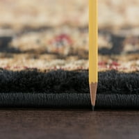 Традиционна зона килим ориенталски Червен, Черен хол лесен за почистване