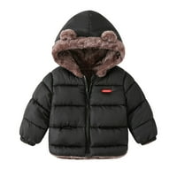 Момчета за малко дете момичета зимно палто яке с качулка сгъстяващо ветроустойчиво цип топъл изход 1-6y