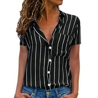 Женска риза с принт проста къса ръкав v шия отгоре летни свободни върхове ежедневно сладка блуза