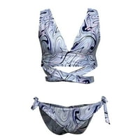 Плюс размер бански костюм Bandeau Bikini с къси ръкави Multi-Theme A-Line Halter Multicolor XL