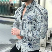 Вивианио ХД зимни палта За Мъже клирънс Мъжки пролет и есен мода печат жилетка дълъг ръкав блуза риза флаш кирки сиво