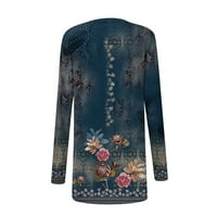 Tking Fashion Womens Cardigan Lightweight Open Front Print Front Front Cardigan Отпечатано готово яке за жени ВМС XL