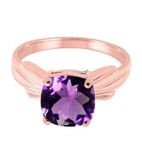 Mauli Jewels пръстени за жени 2. Каратска възглавница Нарязана аметистов пръстен 4-Prong 10K Rose Gold