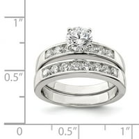 Стерлинг сребро 2 части кубичен циркония сватбен пръстен - размер 7