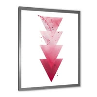 Дизайнарт 'Абстрактно Геометрично Изкуство Композиция Червени Триъгълници' Модерен Принт С Рамка