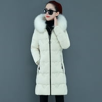 Жени зимни дълги ръкави с качулка подплатена палто връхни дрехи
