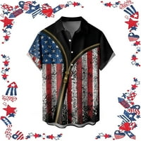 Мъжка модна блуза Топ патриоти стил печат Хавайска лятна риза мъжка Пролет Ден на независимостта празник случайни реколта затруднени частичен печат бутон риза с к