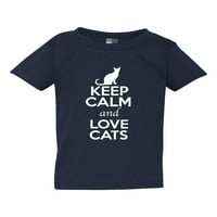 Запазете спокойствие и любов котки Любител на домашни любимци Коте животни малко дете деца тениска