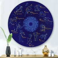Дизайнарт 'зодиакални знаци и Зодиак със съзвездия' модерен кръг метал Арт - диск от 29
