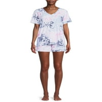 Жаклин жените и жените Плюс размер тениска с къс ръкав и шорти пижама комплект, 2-парче