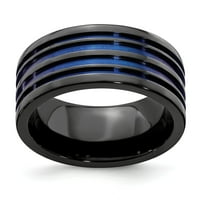 Солиден черен титан мъжки сини анодизирани мъжки пръстена с размер 8