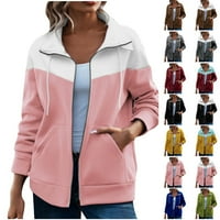 Bicoasu женски небрежен цвят блокиране плюс пуловерно палто на пуловер, розов, m, m