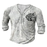 Cindysus мъже тениски тигър отпечатани върхове с дълъг ръкав тениска ежедневно облекло блуза модна пуловер сиво l