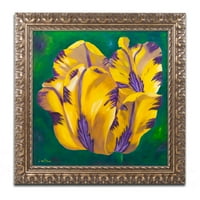 Търговска марка изобразително изкуство Жълт вирус лале платно изкуство от Лили ван Биен, злато богато украсена рамка