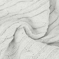 Памучни пуловери за жени жилетка отворен фронт плюс размер мода ежедневно твърдо цветен плетен пуловер жилетка джобна топ блуза бяла m