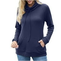 Anuirheih текстуриран комплект пуловер за костенурка за жени с дълъг ръкав за затваряне на трикотаж Платен пуловер върхове плюс размер