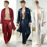 Мъже коприна сатени пижами дълги панталони йога дъна нощни дрехи панталони за спално облекло l-3xl