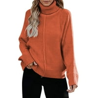 Rovga Дамски пуловери женски пуловери за костенурка с дълъг ръкав Небрежен огромен пуловер пуловер плетен върхове