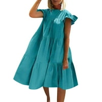 Дамски Рокли Дамски летни Ежедневни рокли сладък В деколте мини рокля с джоб къс ръкав рокля рокля за жени синьо М