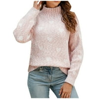 Пуловери за жени пуловер зимен пуловер с дълъг ръкав с висок врат плетен пуловер свободен пуловер плетен пуловер твърд цвят топли върхове
