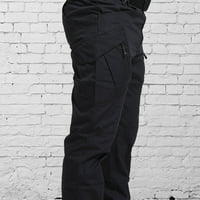 Leodye Pants for Men Clearance Мъжки панталони Множество джобове товарни панталони Работа носене на бойни товари Pocket Black 14
