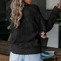 Haxmnou Дълбоко с пуловер с V-образно деколте пуловер с дължина плетене на плетене на плетене на плетене на ръкавици черно s