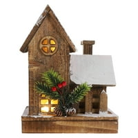Коледни елементи дизайн дървена снежна къща украшение за домашен офис
