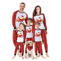 Комплект коледни пижами на семейство Мубинео, печат на Дядо Коледа, печат с дълъг ръкав + панталони с дълги панталони