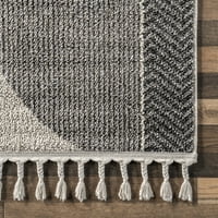 Абстрактен плетен килим с пискюли, 5 '3 7 ' 7