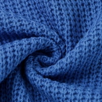 Женски ежедневни твърди цветови върхове плетене на екипаж с дълъг ръкав на дълги ръкави, премахнати плетен пуловер пуловер джъмперни върхове