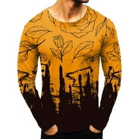 Мъжки модни ежедневни спортове абстрактни цифрови печат кръгла тениска с шия с дълъг ръкав отгоре