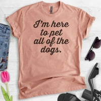 „Тук съм, за да загадам всички тениска на кучетата, унизирана женска риза, сладка кучешка тениска, залез на Хедър, малък