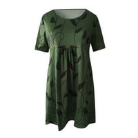 Puawkoer ежедневен размер рокля с ръкав мини врат плюс слънчев дред лято флорални жени къси o женски рокля дамски върхове 2xl армия зелено