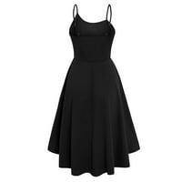 Gotyou облича женски моден ежедневен масивен цвят без ръкави, разрошена рокля с черна m