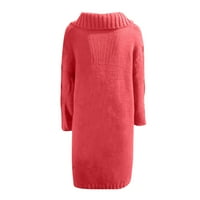 Големи жители на жилетки за женско яке Кардиган с голям ръкав голям размер огромен джоб качулка единично гърди червени удобни пуловери за жени с размер 2xl