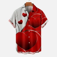 Цермоге блузи тениски за мъже на клирънс продажба мъже ежедневни копчета Свети Валентин печат с джоб Вечерен къс ръкав риза блуза