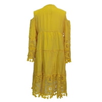 Просвета летни рокли за женски ръкав мини ежедневни отпечатани рокля с v-образно деколте жълто 5xl