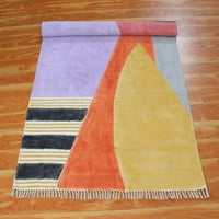 Касавани индийски чист памучен спалня килим, жълт ft