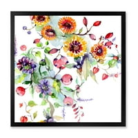 Диви цветя и живи диви пролетни листа си рамка живопис платно изкуство печат