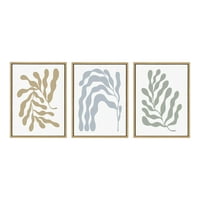 Кейт и Лоръл Силви Матис вдъхновени абстрактни ботанически рамкирани платно стена изкуство, поставено от творческия куп студио, естествен, колоритен модерен абстрактно растително изкуство