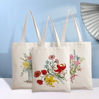 Средно цвете модел Платно Голяма пазарска чанта за учители, майки, студенти и медицински сестри
