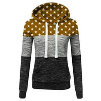 Vedolay Sweatshirts Жените половин цип суичъри Изрязани качулки Пуловер пуловери падат зима, жълти s