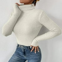 Жени ежедневни модни солисти пуловер с дълъг ръкав кръгла деколте пуловер топъл дрехите есенни пуловери за жени