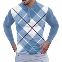 Мъжки поло ризи Fashion L Sports Abstract Digital Print Button Button дълъг ръкав отгоре